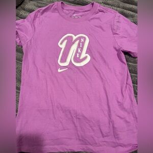 Nike Purple Kids' Short Sleeve Tee with White Script Logo
